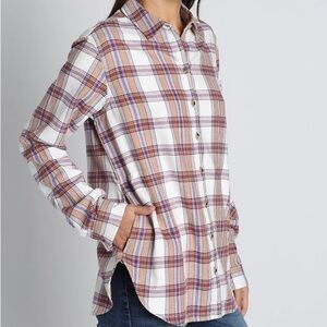 Jach’s Girlfriend New York Tan Purple & Pink Long Sleeve Plaid Flannel